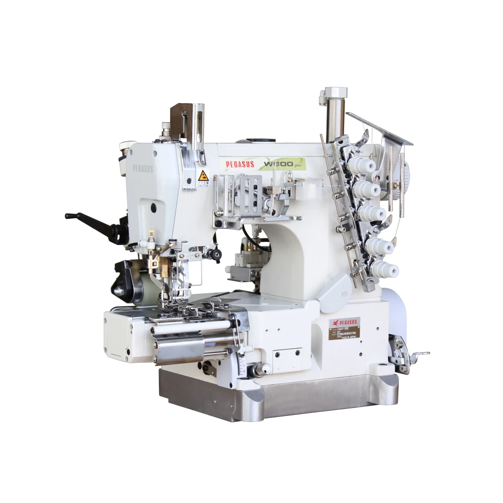 Pegasus W664P-32DCX356/RP110A/HG301/UT334/Z054 – промислова 3-голкова 5-ниткова плоскошовна машина з циліндричною платформою та автоматичною обрізкою нитки
