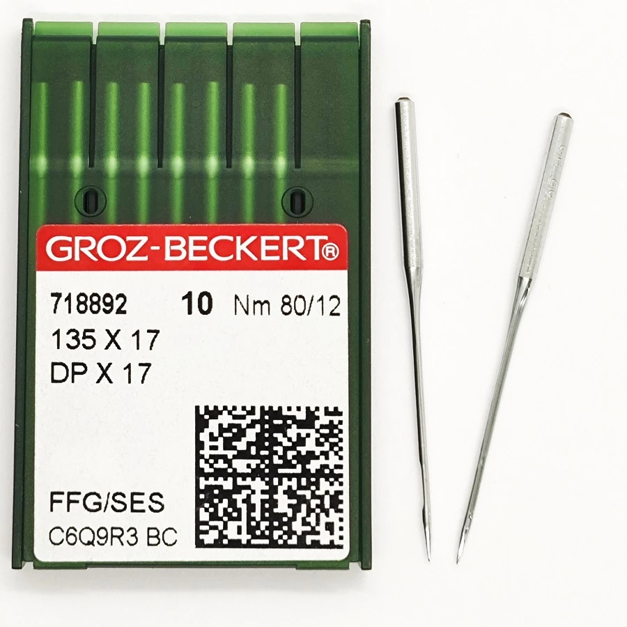 GROZ-BECKERT DPx17 №80 SES удлиненные иглы для швейных машин с толстой колбой