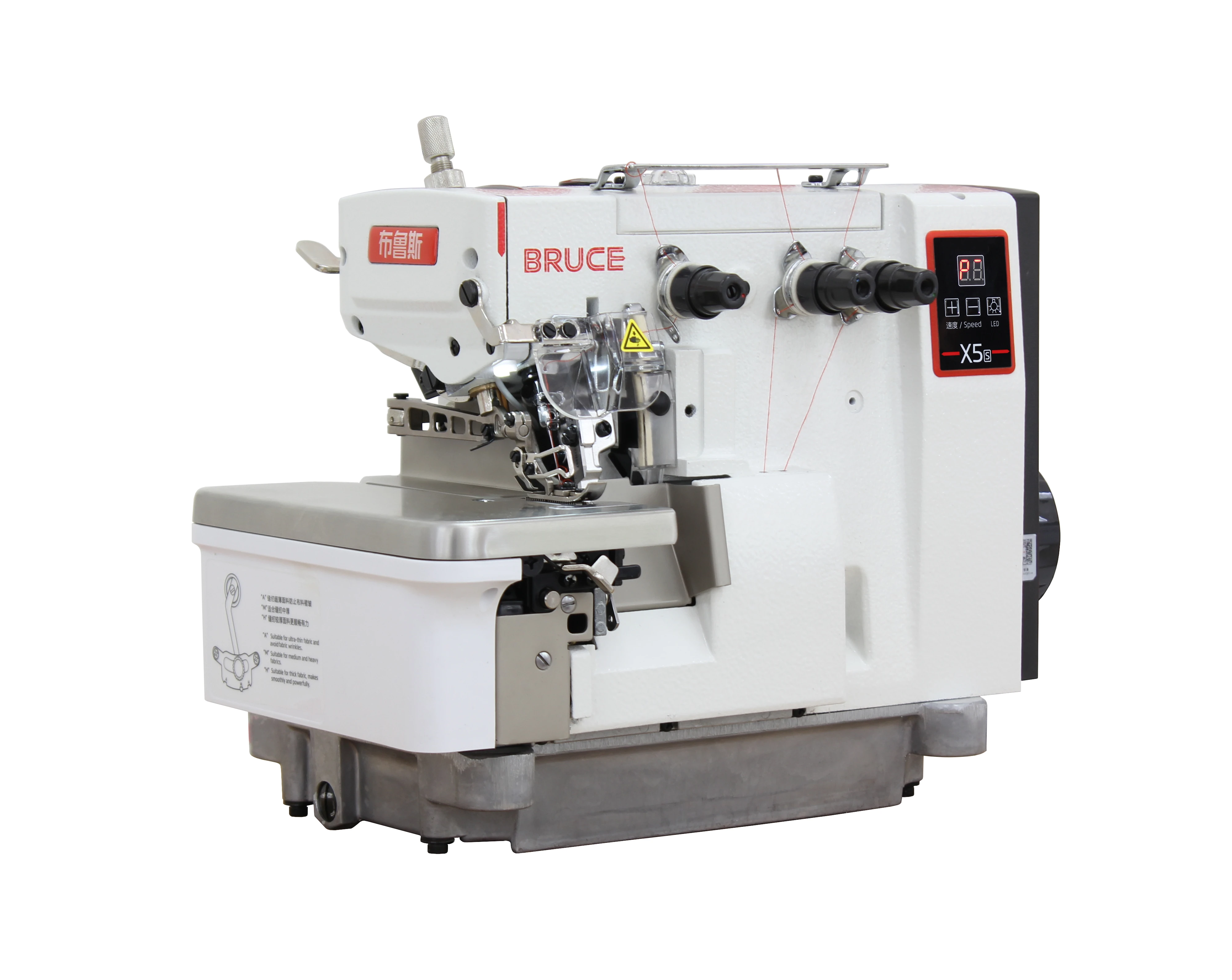 BRUCE X5S-3-32R2/223 высокоскоростной 3-ниточный промышленный оверлок для обмётывания со быстрой регулировкой высоты зубчатой рейки