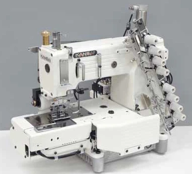 Kansai Special FX4406P-UTC промышленная 6-иглачная машина цепочного стежка с автоматическими функциями и зубчатым пуллером