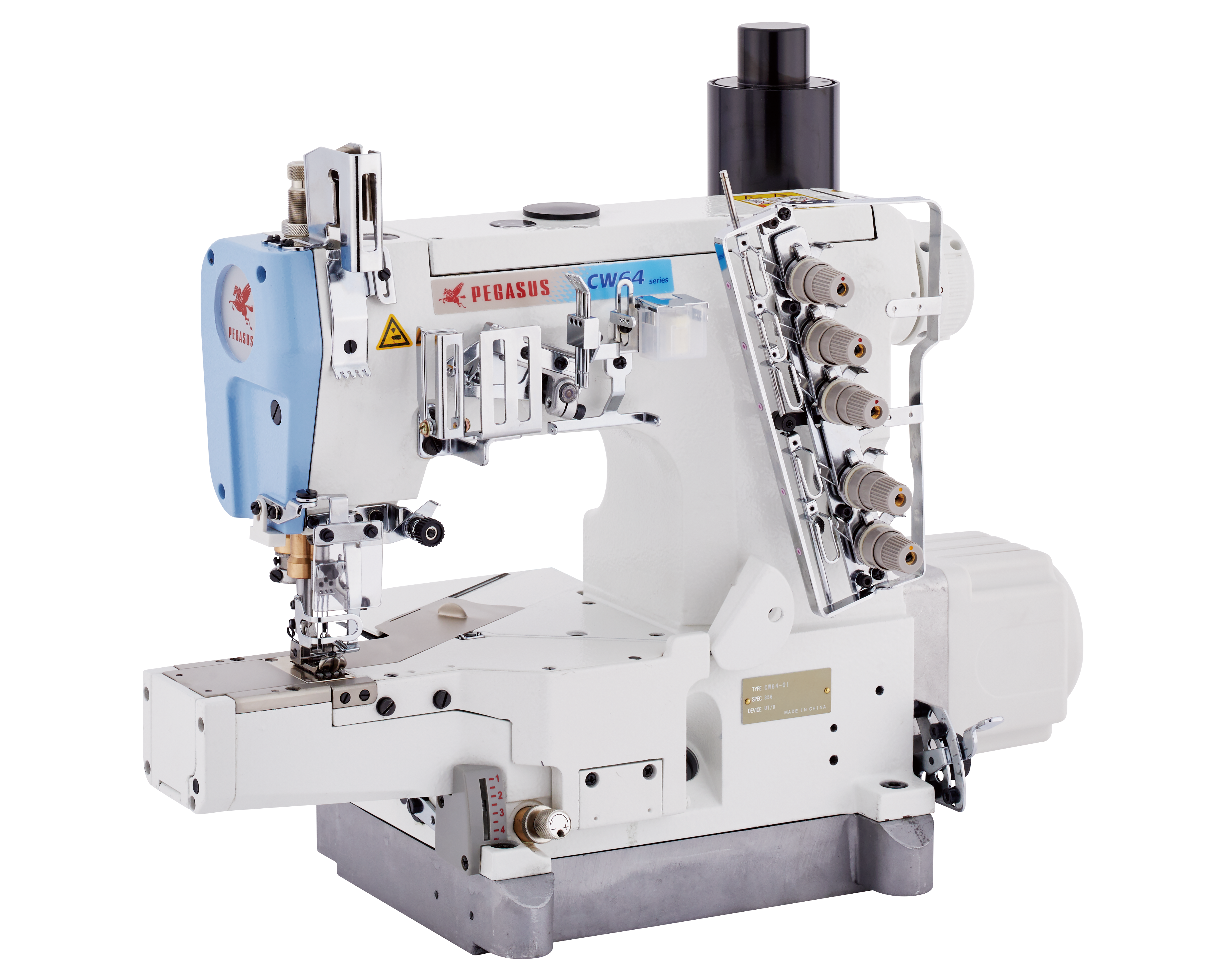 Pegasus CW64-01X356/UT/D промислова розпошивальна машина з рукавною платформою, вбудованим серводвигуном та автоматичними функціями